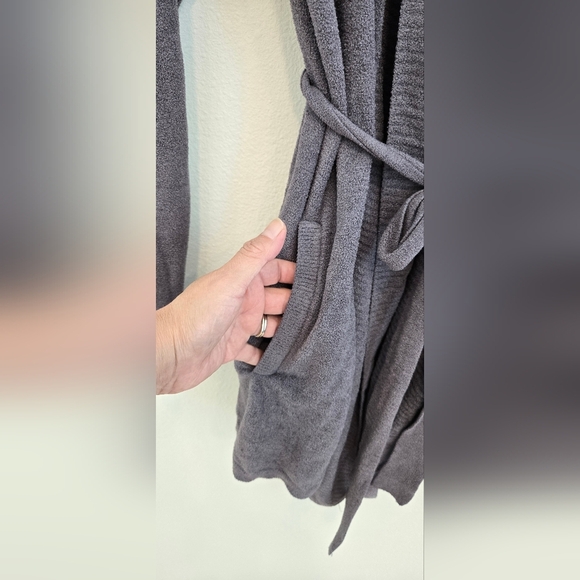 Barefoot Dreams Drape Rib Cozy Chic Ultra Lite Grey Belted Cardigan Medium - Picture 8 of 9